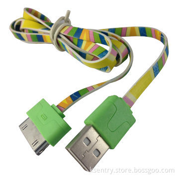 Colorful flat USB data cable for mobile phone accessories